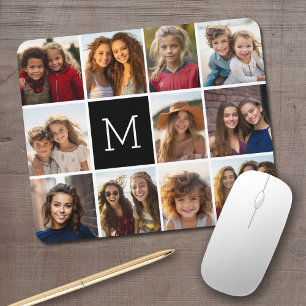 11-Foto-Raster-Collage mit Monogramm Mousepad