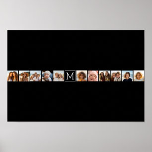 11 Foto-Raster-Collage mit Monogramm Poster