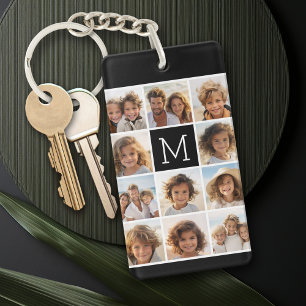 11-Foto-Raster-Collage mit Monogramm Schlüsselanhänger