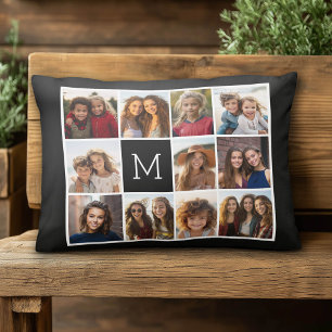 11-Foto-Raster-Collage mit Monogramm Zierkissen