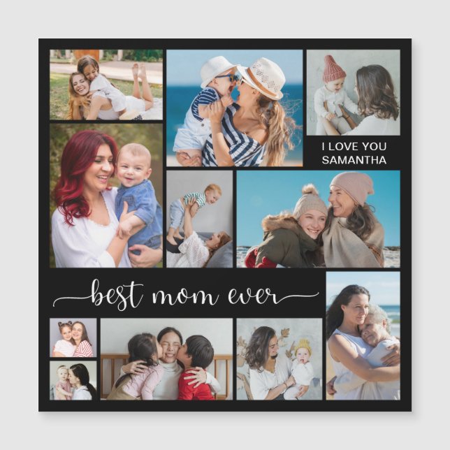 11 FotoCollage Beste Mama je Magnetkarte (Vorderseite)