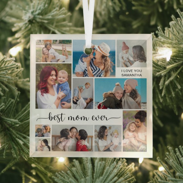 11 FotoCollage Beste Mama je Ornament Aus Glas (Insitu)