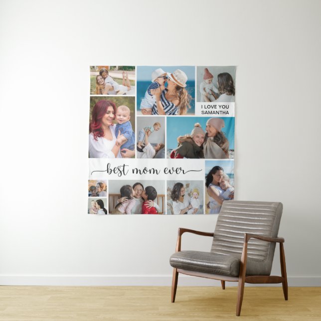 11 FotoCollage Beste Mama je Wandteppich (Beispiel)