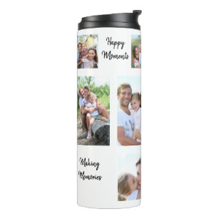 11 Fotocollage Family Happy Memory Quotes weiß Thermosbecher