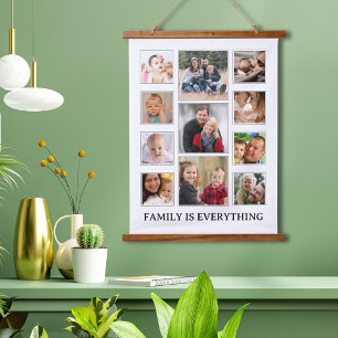 11 Fotokollektion Familie ist alles Zitat weiß Wandteppich Mit Holzrahmen