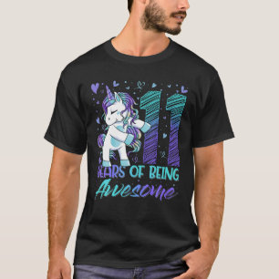 11. Geburtstag 11. Jährige geblümte Mädchen Einhor T-Shirt