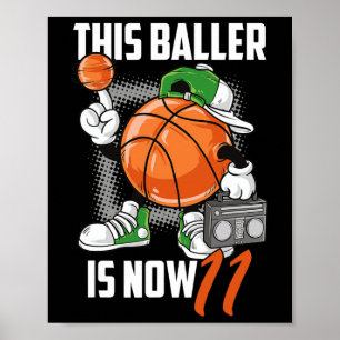 11. Geburtstag Basketball Spielspass 11 Jahre alt  Poster