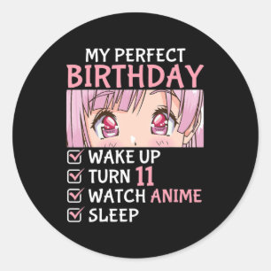 11. Geburtstag Beobachten Anime 11 Jahre alter Ani Runder Aufkleber