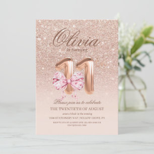 11. Geburtstag Chic Rose Pink Gold Bow Geburtstag Einladung