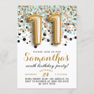 11. Geburtstag Confetti Einladung