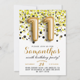 11. Geburtstag Confetti Einladung