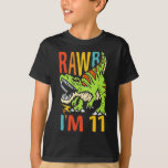 11. Geburtstag Dinosaurier T Rex Rawr Ich bin 11 f T-Shirt<br><div class="desc">Ein schönes 11. Geburtstagsdesign mit einem Dinosaurier zum Rex,  der "Rawr I'm 11" für Sohn,  Enkel,  Elf Jahre alt und jeden jungen Paläontologen,  der Dinosaurier Liebe.</div>
