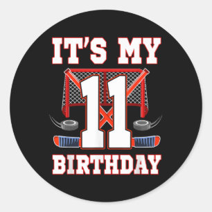 11. Geburtstag Eishockeyspieler 11 Jahre altes Par Runder Aufkleber
