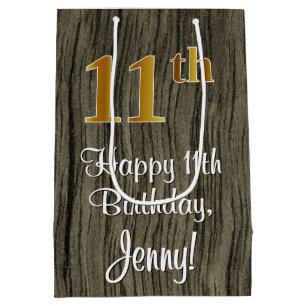 11. Geburtstag: Elegante Imitate Gold Look #, Imit Mittlere Geschenktüte