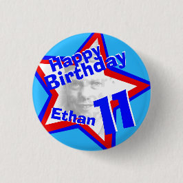 11. Geburtstag Foto Jungen Rot-Blau-Taste/Abzeiche Button