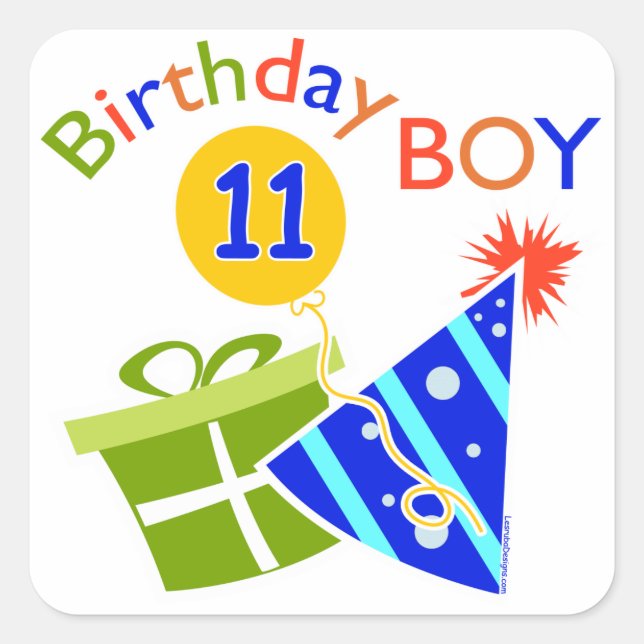 11. Geburtstag - Geburtstag Quadratischer Aufkleber (Vorderseite)