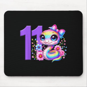 11. Geburtstag Mädchen Schlange Party Regenbogen C Mousepad