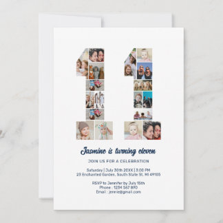 11. Geburtstag Nr. 11 Custom Foto Collage Einladung