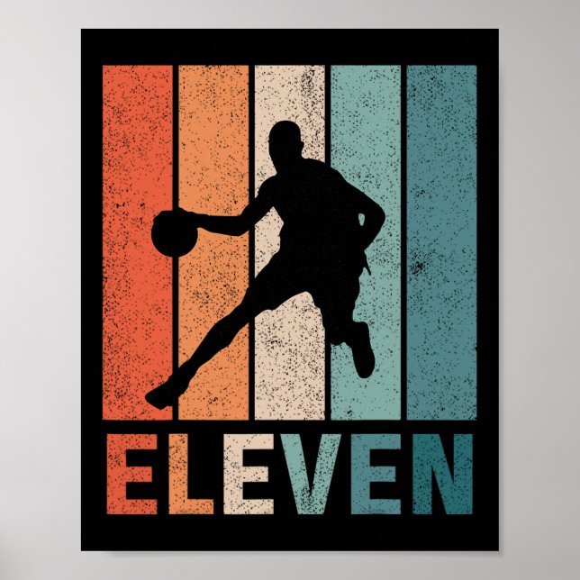 11. Geburtstag Retro Basketball Liebhaber Jungen K Poster (Vorne)