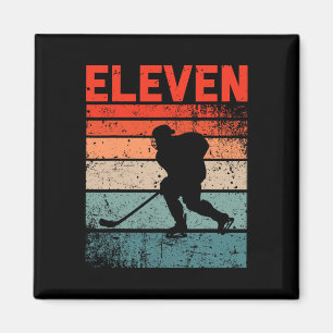 11. Geburtstag Retro Eishockey 11 Jahre alter Jung Magnet