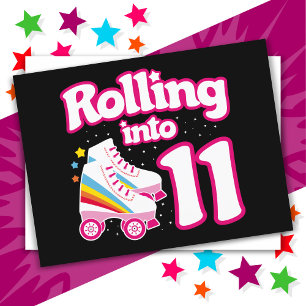 11. Geburtstag Rollschuhlaufen 11 Jahre alt Skate Postkarte