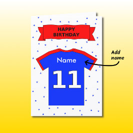 11. Geburtstag rot blauer T - Shirt einen Namen hi Karte