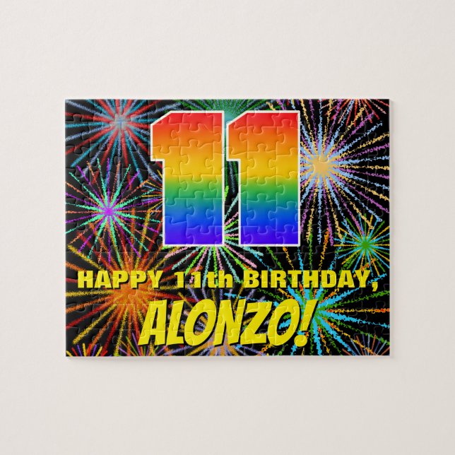 11. Geburtstag: Spaß, bunte feierliche Feuerwerke (Horizontal)