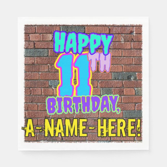 11. Geburtstag ~ Spaß, Urban Graffiti Inspiriert L Serviette (Vorderseite)