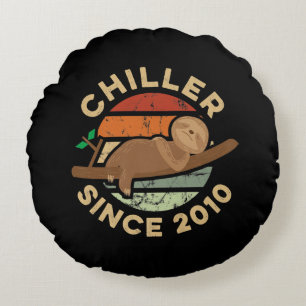 11. Geburtstagsgeschenk Funny Sloth Themed Chiller Rundes Kissen