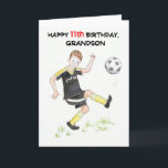 11. Geburtstagskarte für einen Grandson - Fußballs Karte<br><div class="desc">Eine 11. Geburtstagskarte für einen Fußball-Großsohn,  aus einer Aquarellen-Illustration von Judy Adamson. Bitte zögern Sie nicht,  den inneren Gruß zu bearbeiten und kontaktieren Sie mich durch meinen Shop,  wenn Sie möchten,  dass der Titeltext geändert wird.</div>
