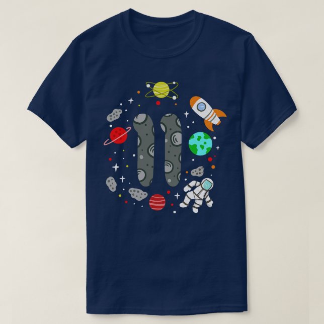 11. Geburtstagsraum-Astronaut T-Shirt (Design vorne)
