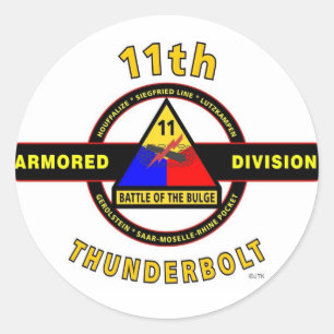 11. GEPANZERTE ABTEILUNG "THUNDERBOLT " RUNDER AUFKLEBER