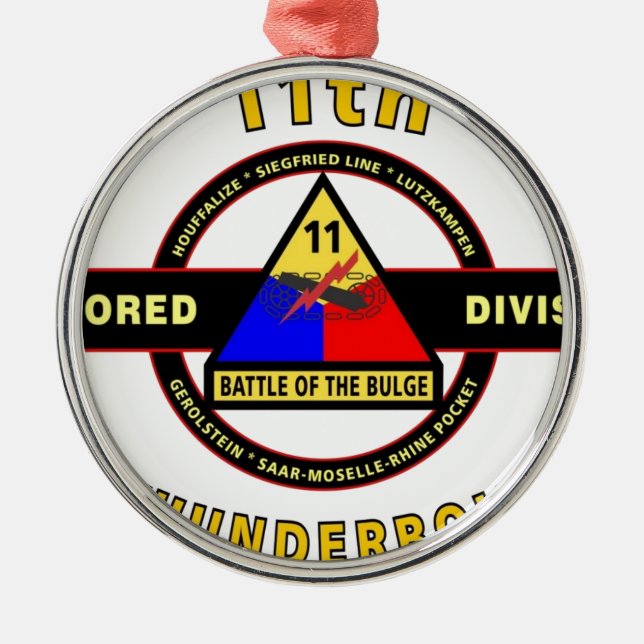 11. GEPANZERTE ABTEILUNG "THUNDERBOLT " SILBERNES ORNAMENT (Vorne)