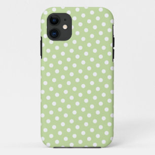 11 Green & White Polka Motif iPhone 5 Coque