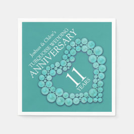 11. Hochzeit Jubiläum türkisches Herz Serviette