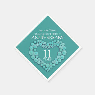 11. Hochzeit Jubiläum türkisches Herz Serviette