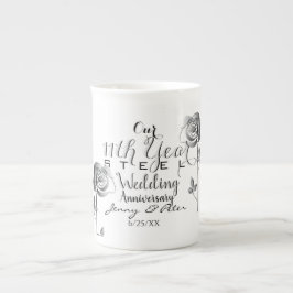 11. Hochzeiten-Jubiläum-Rose Prozellantasse