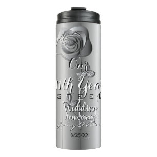 11. Hochzeitsjubiläum Stahlrose Thermosbecher