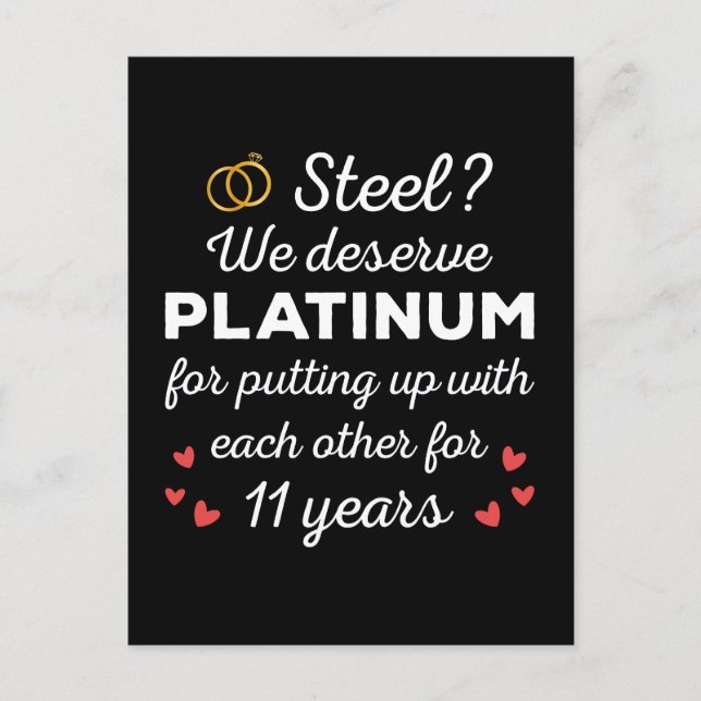 11. Hochzeitstag I - Steel Funny Couple Postkarte (Vorderseite)