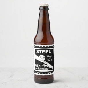 11. Hochzeitstag mit Händen Bierflaschenetikett