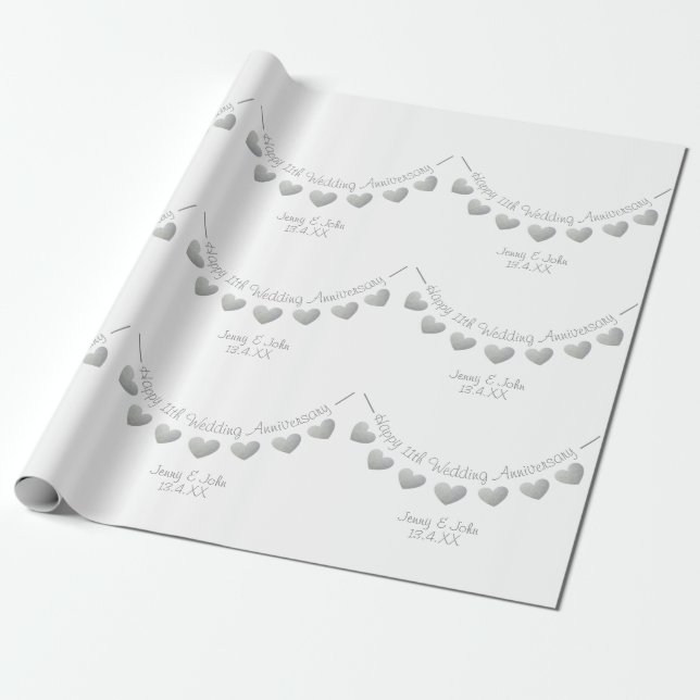 11. Hochzeitstag personalisiert Geschenkpapier (Ungerollt)