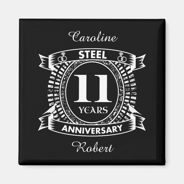 11. Hochzeitstag Stahl Magnet (Vorne)