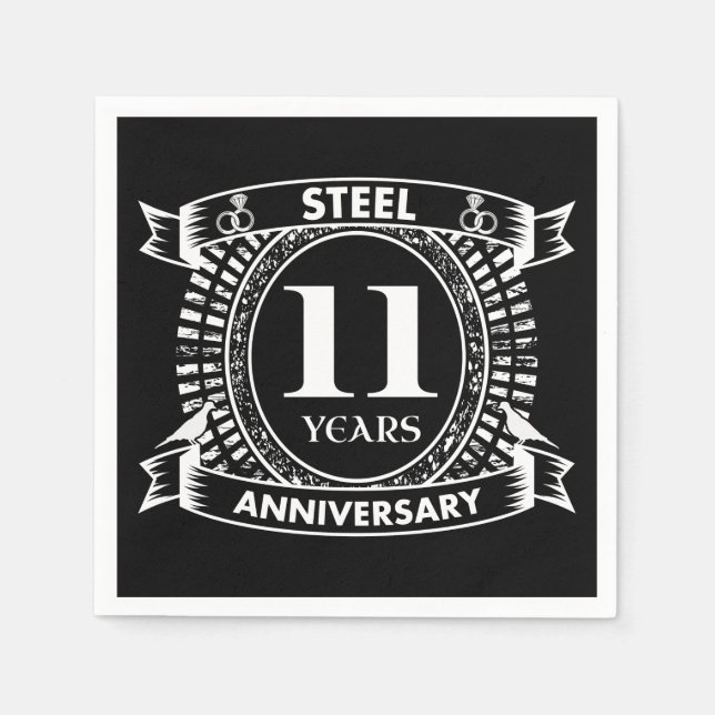 11. Hochzeitstag Stahl Serviette (Vorderseite)