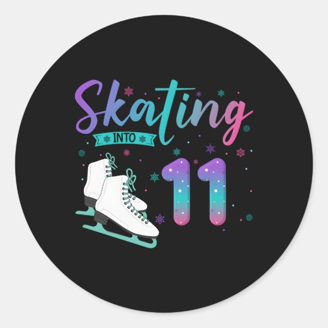 11 Ice-Skaten bis 11. Runder Aufkleber (Vorderseite)