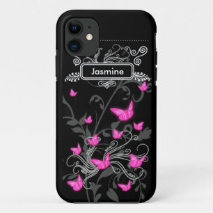 11 iPhone SE + iPhone 5/5S Coque Papillons rose