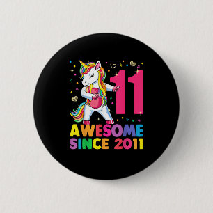 11 Jahre alt Einhorn Flossing 11. Geburtstagskind  Button