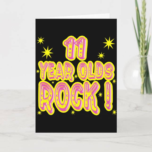 11 Jahre alt Rock! (Rosa) Grußkarte Karte (Vorderseite)