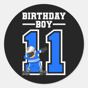 11 Jahre alter Eishockey-Spieler 11. Geburtstag Y Runder Aufkleber