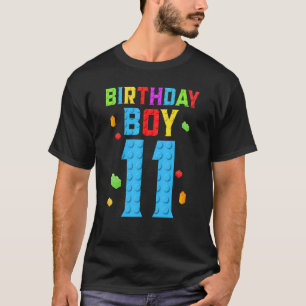 11 Jahre alter Geburtstagskind Blocks Gebäude Boys T-Shirt