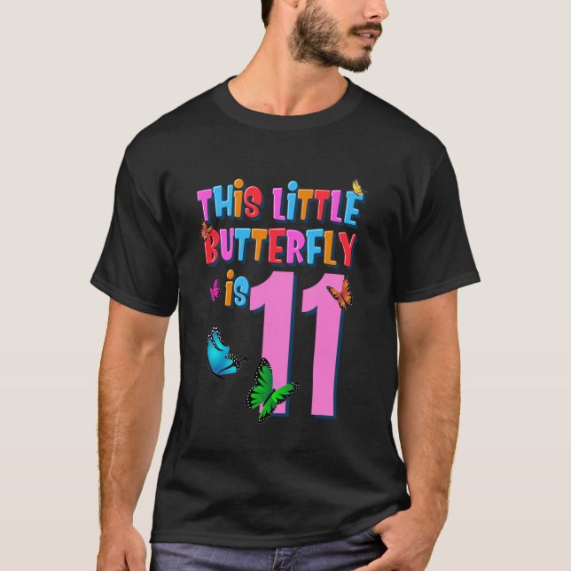 11 Jahre alter Schmetterling Niedlich 11. Geburtst T-Shirt (Vorderseite)
